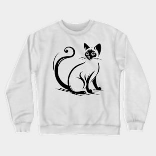 Stick figure of Siamese cat in black ink Crewneck Sweatshirt